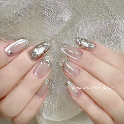 nail mắt mèo đính đá 