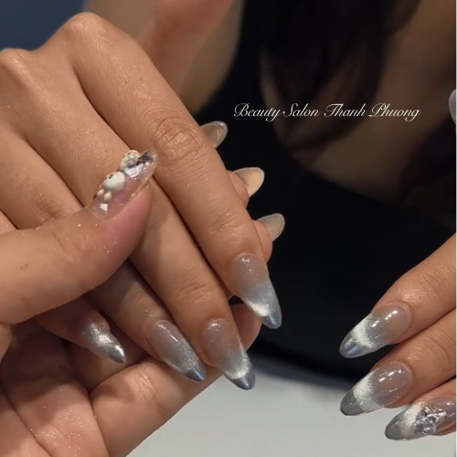 nail tráng gương nail mắt mèo 