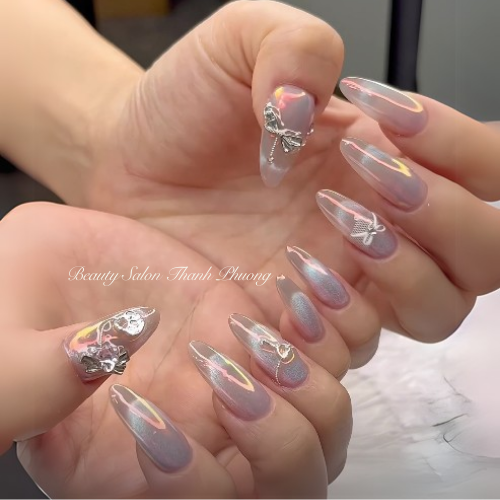 nail tráng gương nail mắt mèo 