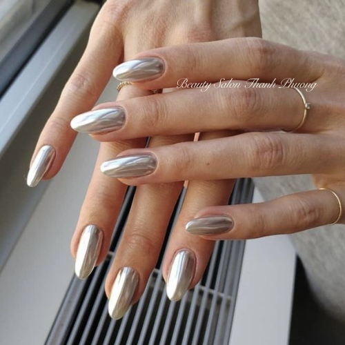 nail tráng gương bạc 